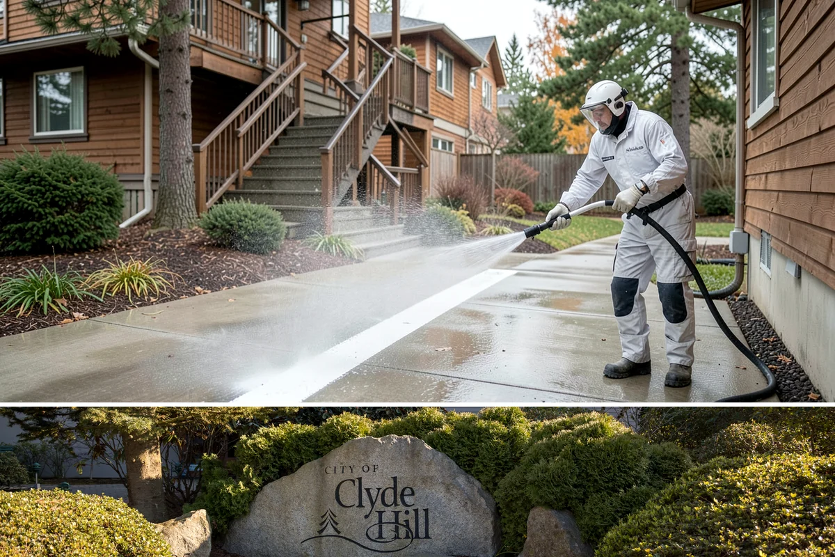 Roof Algae Removal in Clyde Hill, King County, WA - The dry summer stretch lets algaecide treatments cure without rain washing them away prematurely.