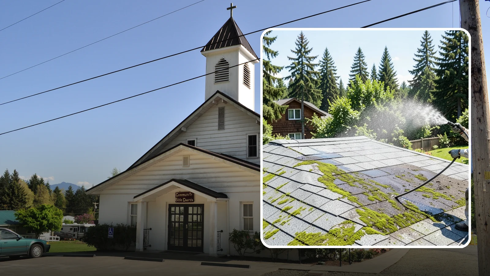 Roof Algae Removal in Concrete, Skagit County, WA - Soft wash algae removal that dissolves the dark biological staining spreading across Northwest rooftops.
