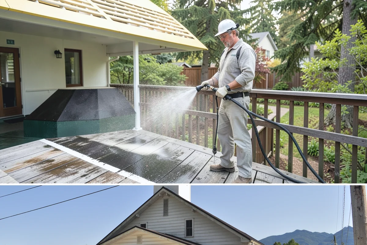 Roof Algae Removal in Concrete, Skagit County, WA - The dry summer stretch lets algaecide treatments cure without rain washing them away prematurely.