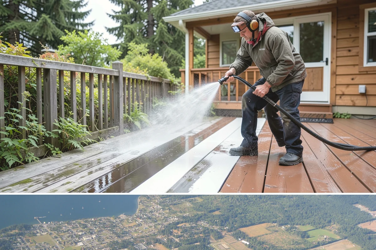 Roof Algae Removal in Coupeville, Island County, WA - The dry summer stretch lets algaecide treatments cure without rain washing them away prematurely.