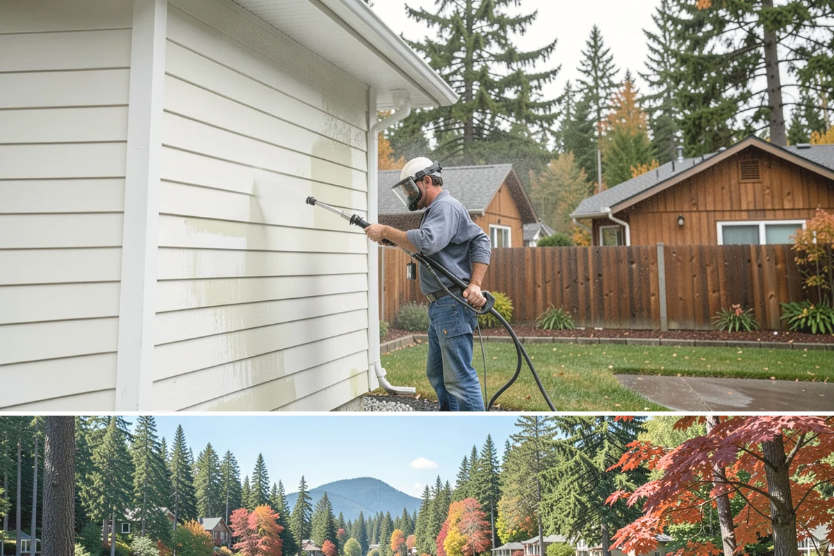 Roof Algae Removal in Covington, King County, WA - The dry summer stretch lets algaecide treatments cure without rain washing them away prematurely.