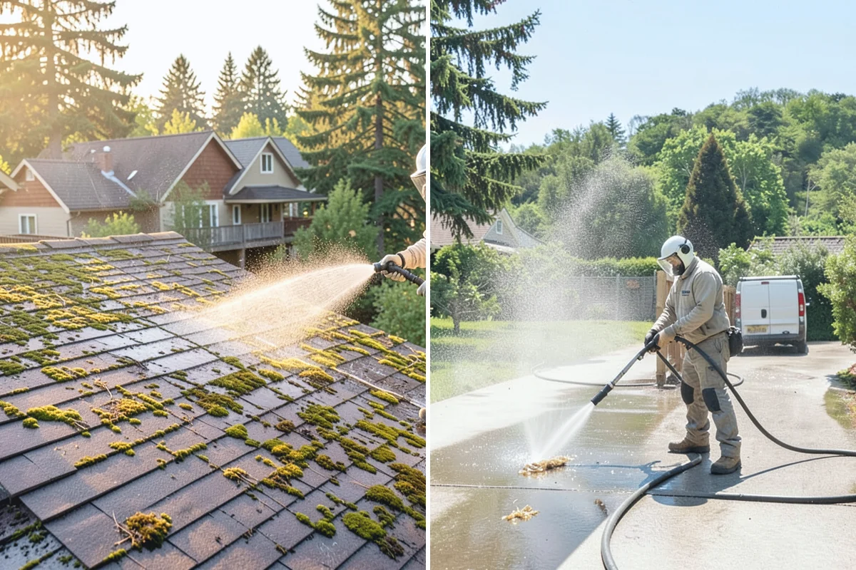 Roof Algae Removal in Des Moines, King County, WA - Identify algae-affected slopes and shaded problem zones