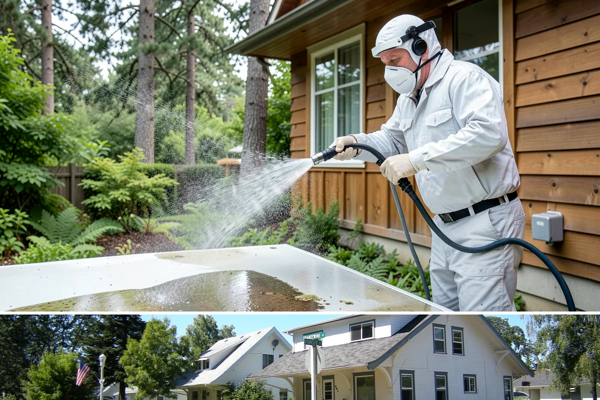 Roof Algae Removal in DuPont, Pierce County, WA - The dry summer stretch lets algaecide treatments cure without rain washing them away prematurely.