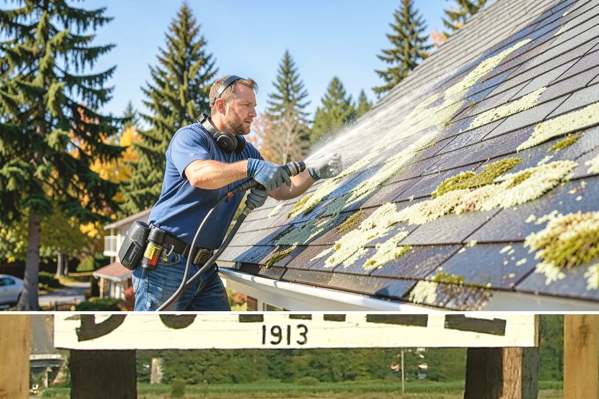Roof Algae Removal in Duvall, King County, WA - The dry summer stretch lets algaecide treatments cure without rain washing them away prematurely.