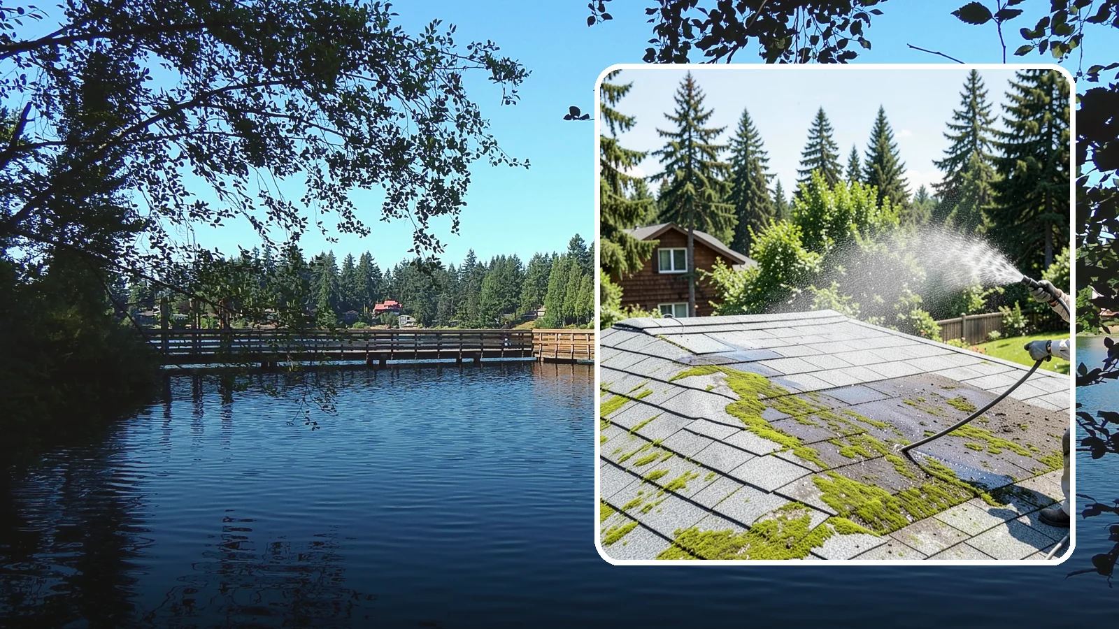 Roof Algae Removal in Federal Way, King County, WA - Soft wash algae removal that dissolves the dark biological staining spreading across Northwest rooftops.