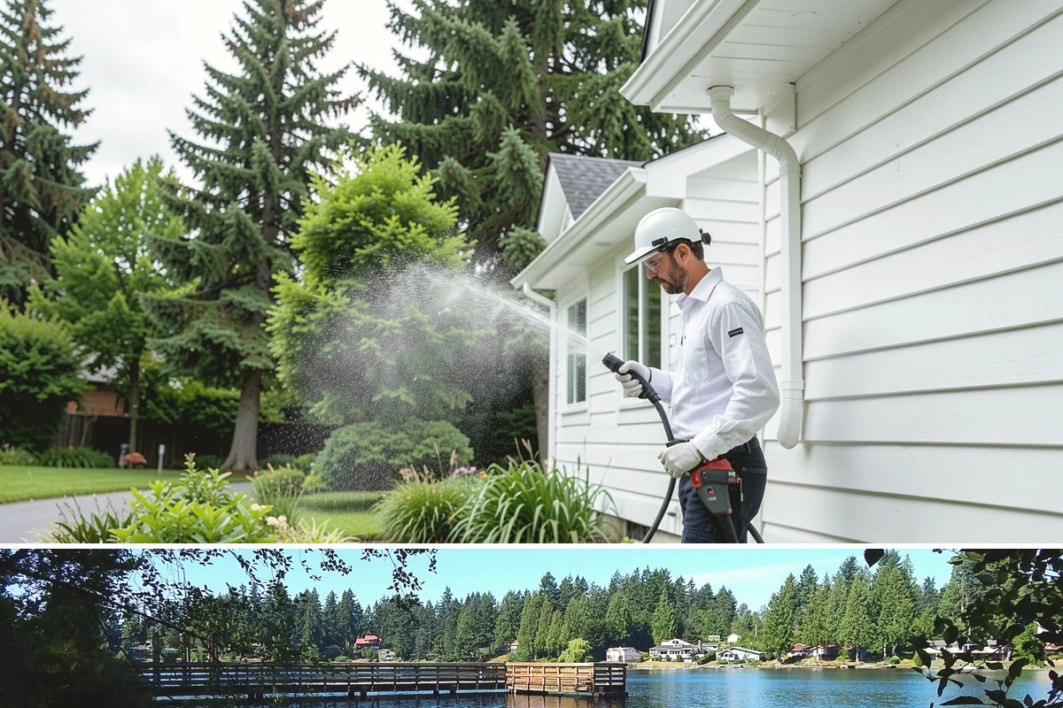 Roof Algae Removal in Federal Way, King County, WA - The dry summer stretch lets algaecide treatments cure without rain washing them away prematurely.