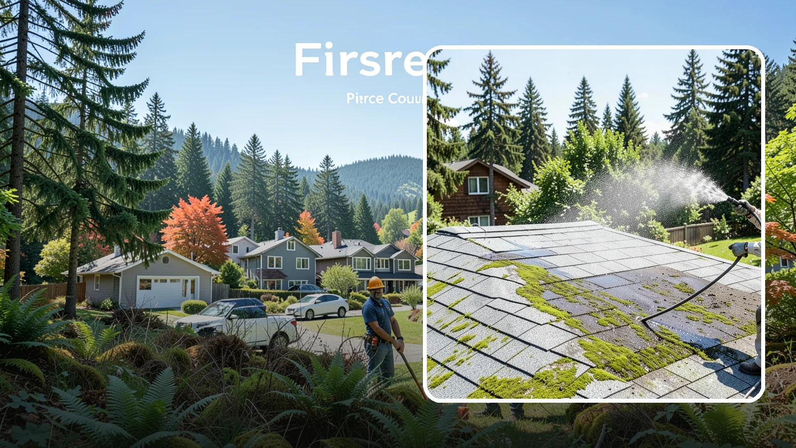 Roof Algae Removal in Fircrest, Pierce County, WA - Soft wash algae removal that dissolves the dark biological staining spreading across Northwest rooftops.