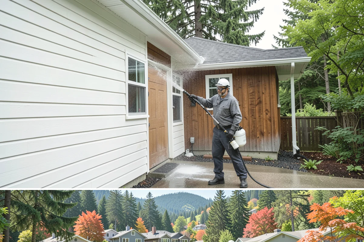 Roof Algae Removal in Fircrest, Pierce County, WA - The dry summer stretch lets algaecide treatments cure without rain washing them away prematurely.