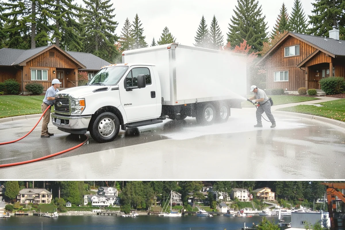 Roof Algae Removal in Gig Harbor, Pierce County, WA - The dry summer stretch lets algaecide treatments cure without rain washing them away prematurely.