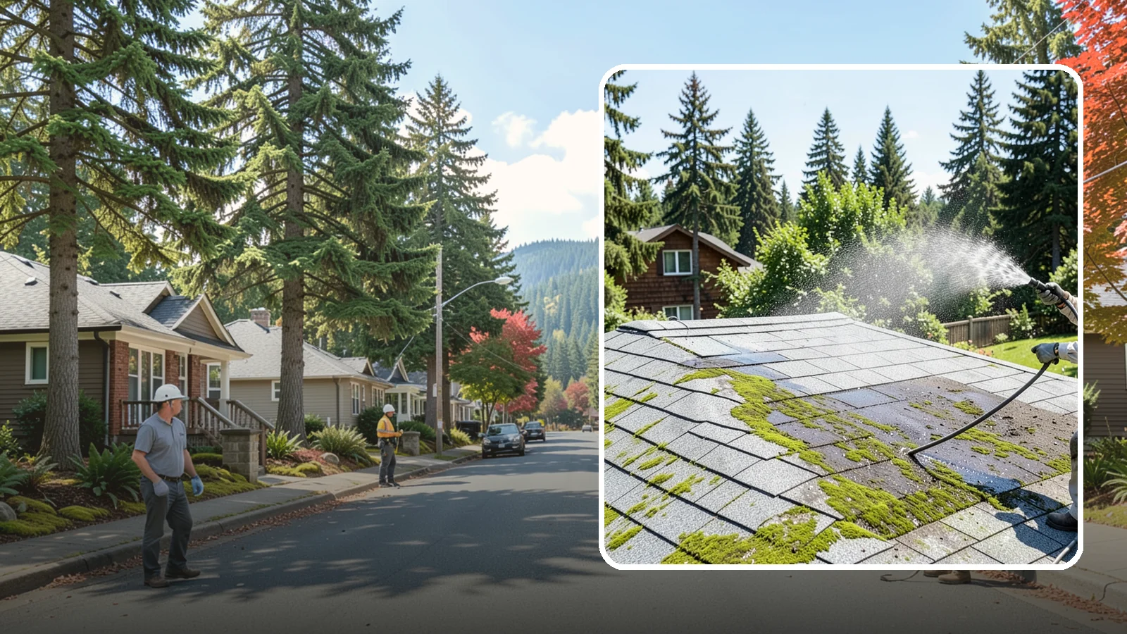Roof Algae Removal in Hunts Point, King County, WA - Soft wash algae removal that dissolves the dark biological staining spreading across Northwest rooftops.
