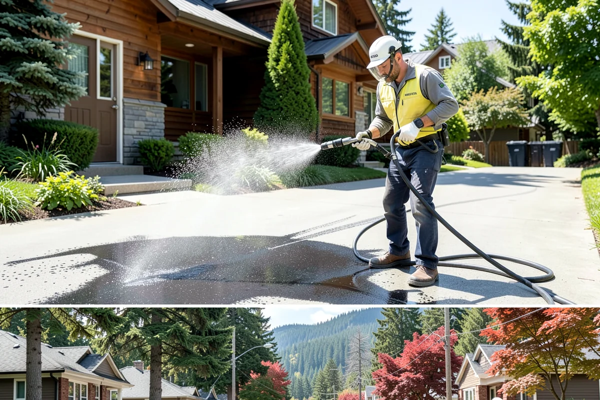 Roof Algae Removal in Hunts Point, King County, WA - The dry summer stretch lets algaecide treatments cure without rain washing them away prematurely.