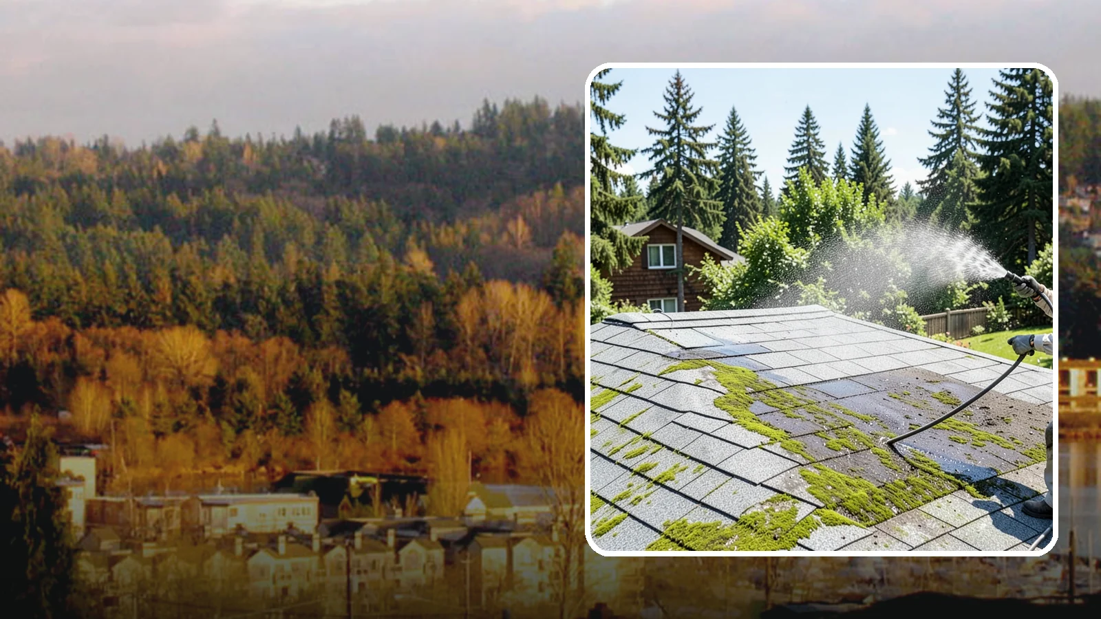 Roof Algae Removal in Kenmore, King County, WA - Soft wash algae removal that dissolves the dark biological staining spreading across Northwest rooftops.