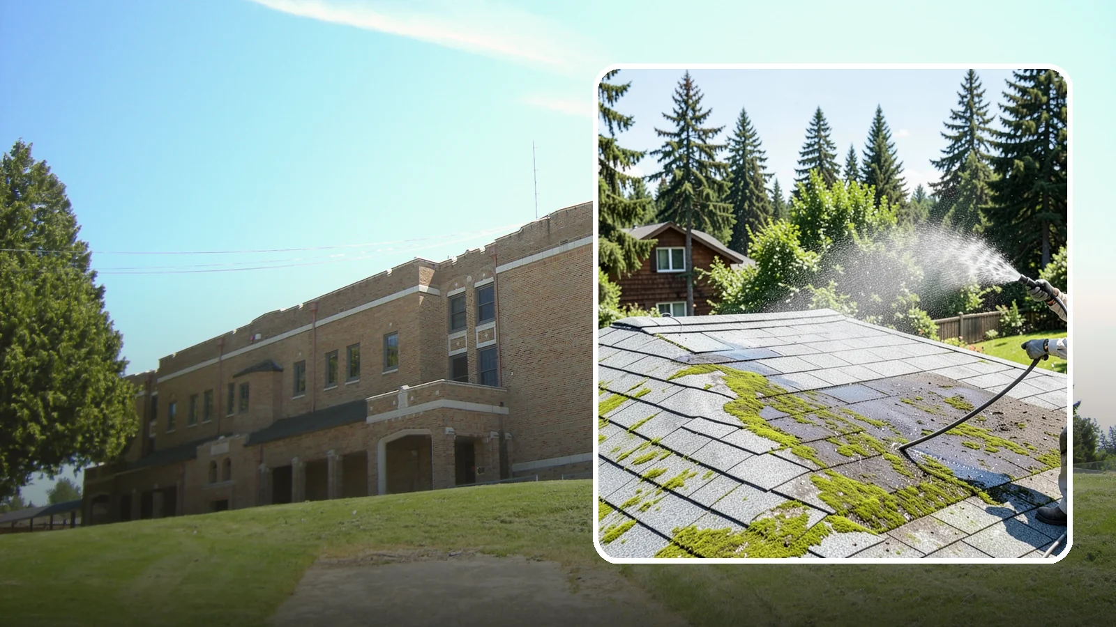 Roof Algae Removal in Maple Valley, King County, WA - Soft wash algae removal that dissolves the dark biological staining spreading across Northwest rooftops.