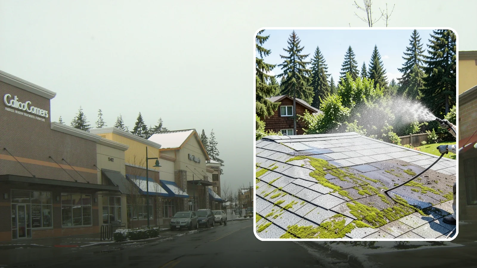 Roof Algae Removal in Mill Creek, Snohomish County, WA - Soft wash algae removal that dissolves the dark biological staining spreading across Northwest rooftops.