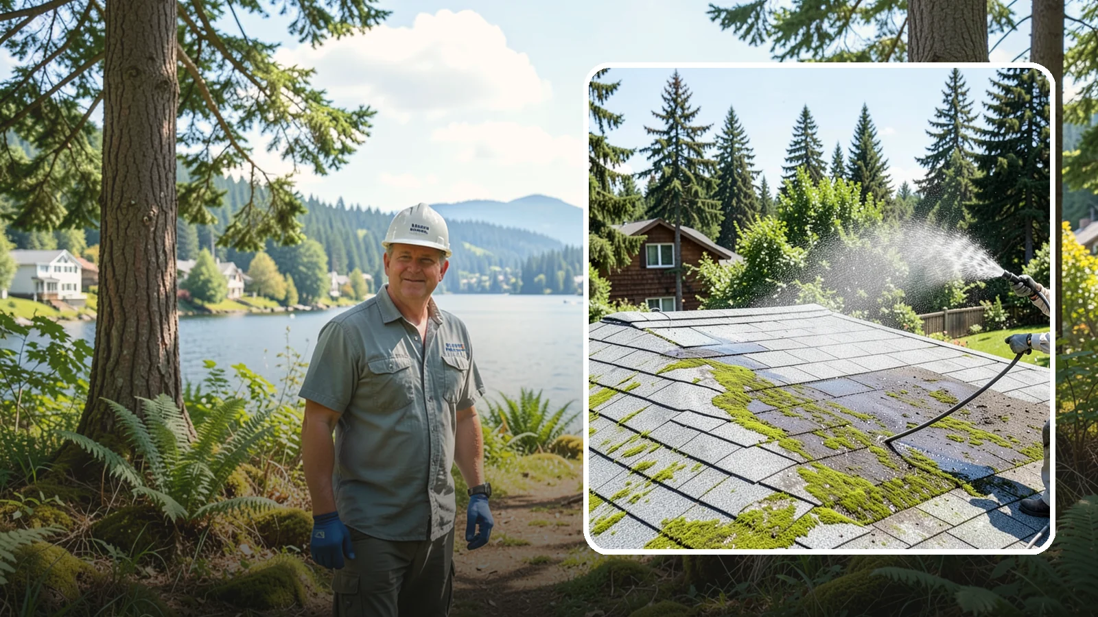Roof Algae Removal in Milton, King County, WA - Soft wash algae removal that dissolves the dark biological staining spreading across Northwest rooftops.