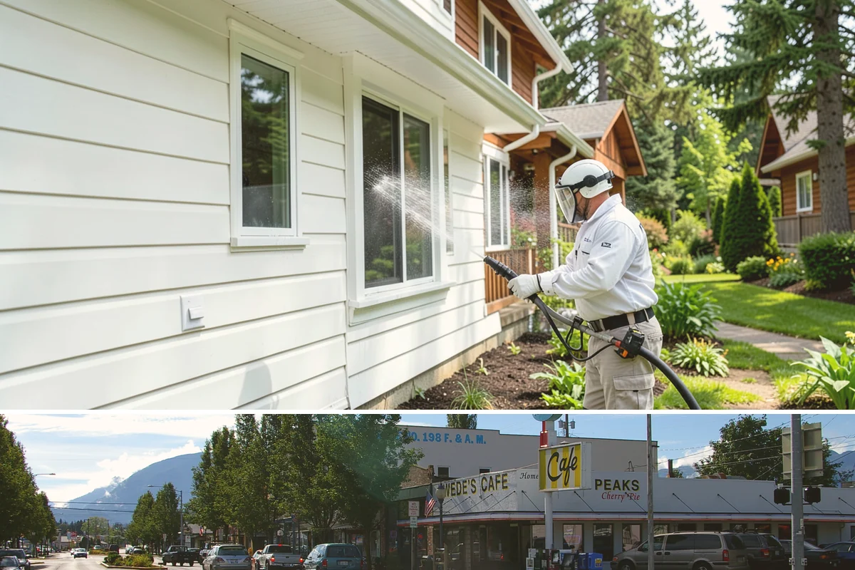 Roof Algae Removal in North Bend, King County, WA - The dry summer stretch lets algaecide treatments cure without rain washing them away prematurely.