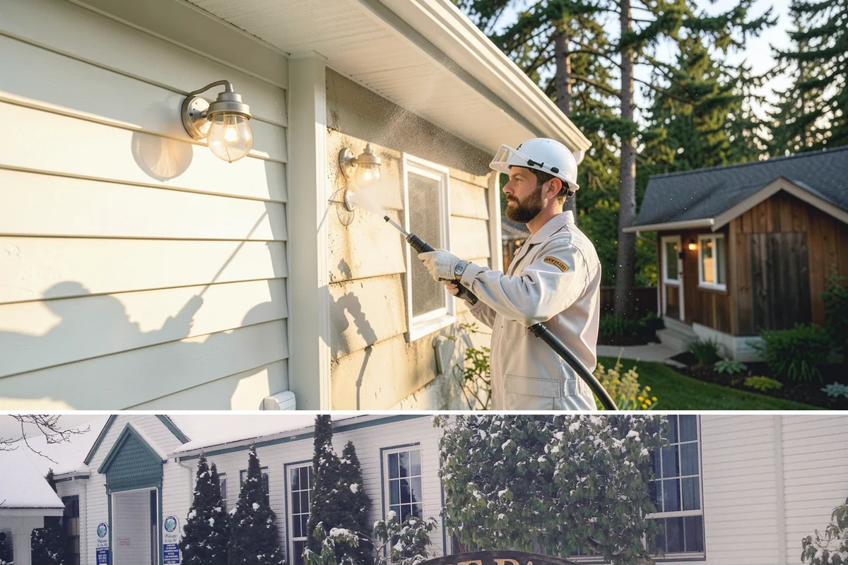 Roof Algae Removal in Pacific, King County, WA - The dry summer stretch lets algaecide treatments cure without rain washing them away prematurely.