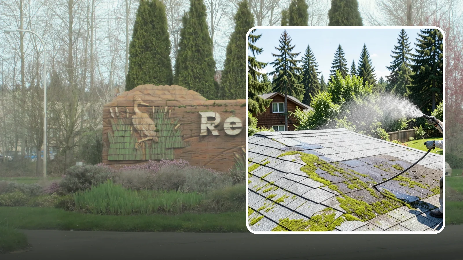 Roof Algae Removal in Renton, King County, WA - Soft wash algae removal that dissolves the dark biological staining spreading across Northwest rooftops.