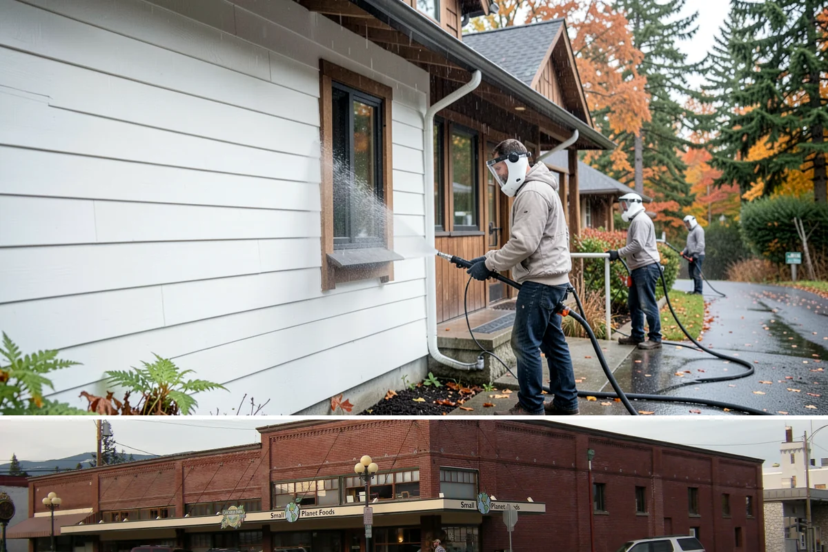 Roof Algae Removal in Sedro-Woolley, Skagit County, WA - The dry summer stretch lets algaecide treatments cure without rain washing them away prematurely.