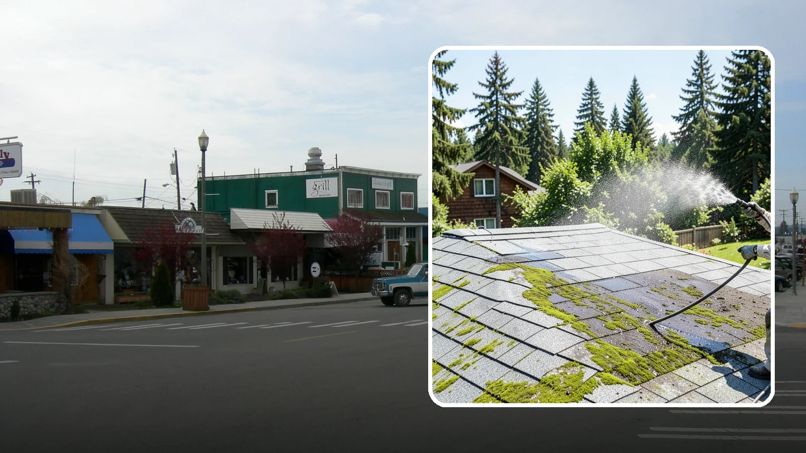 Roof Algae Removal in Stanwood, Snohomish County, WA - Soft wash algae removal that dissolves the dark biological staining spreading across Northwest rooftops.
