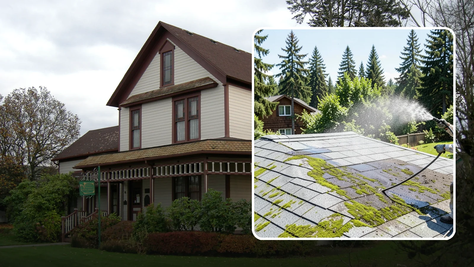 Roof Algae Removal in Sumner, Pierce County, WA - Soft wash algae removal that dissolves the dark biological staining spreading across Northwest rooftops.