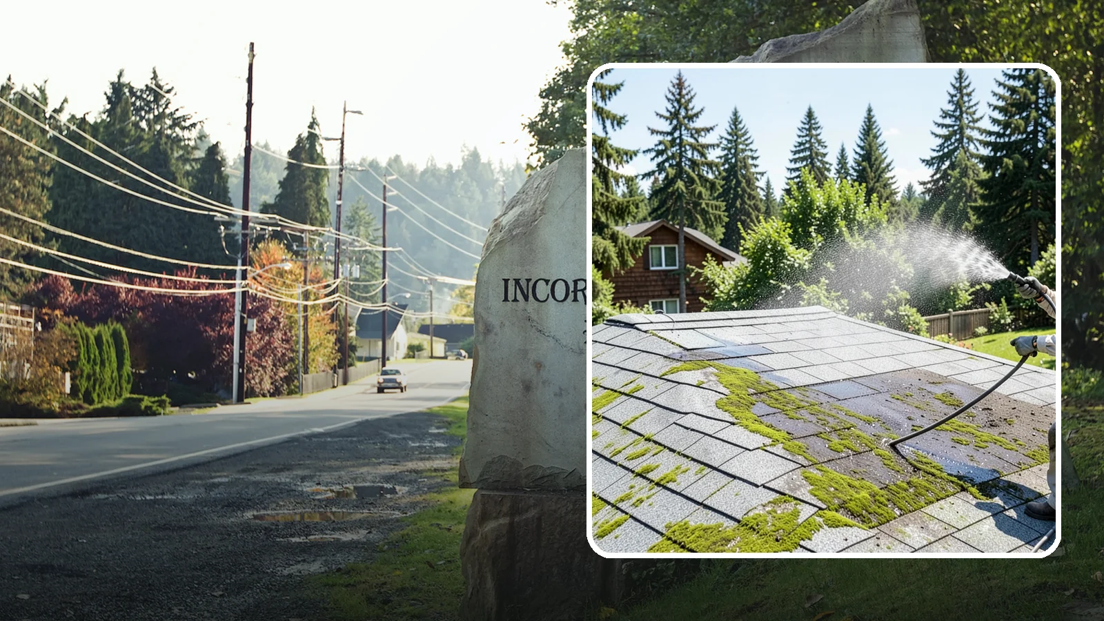 Roof Algae Removal in Wilkeson, Pierce County, WA - Soft wash algae removal that dissolves the dark biological staining spreading across Northwest rooftops.