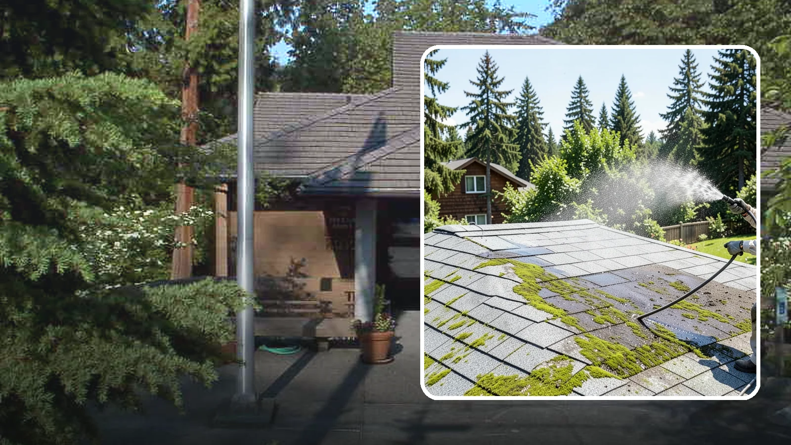 Roof Algae Removal in Yarrow Point, King County, WA - Soft wash algae removal that dissolves the dark biological staining spreading across Northwest rooftops.
