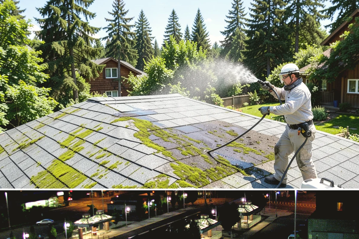 Roof Black Streak Removal in Auburn, King County, WA - Warm, dry summer days give streak treatments the best chance to work thoroughly in one visit.