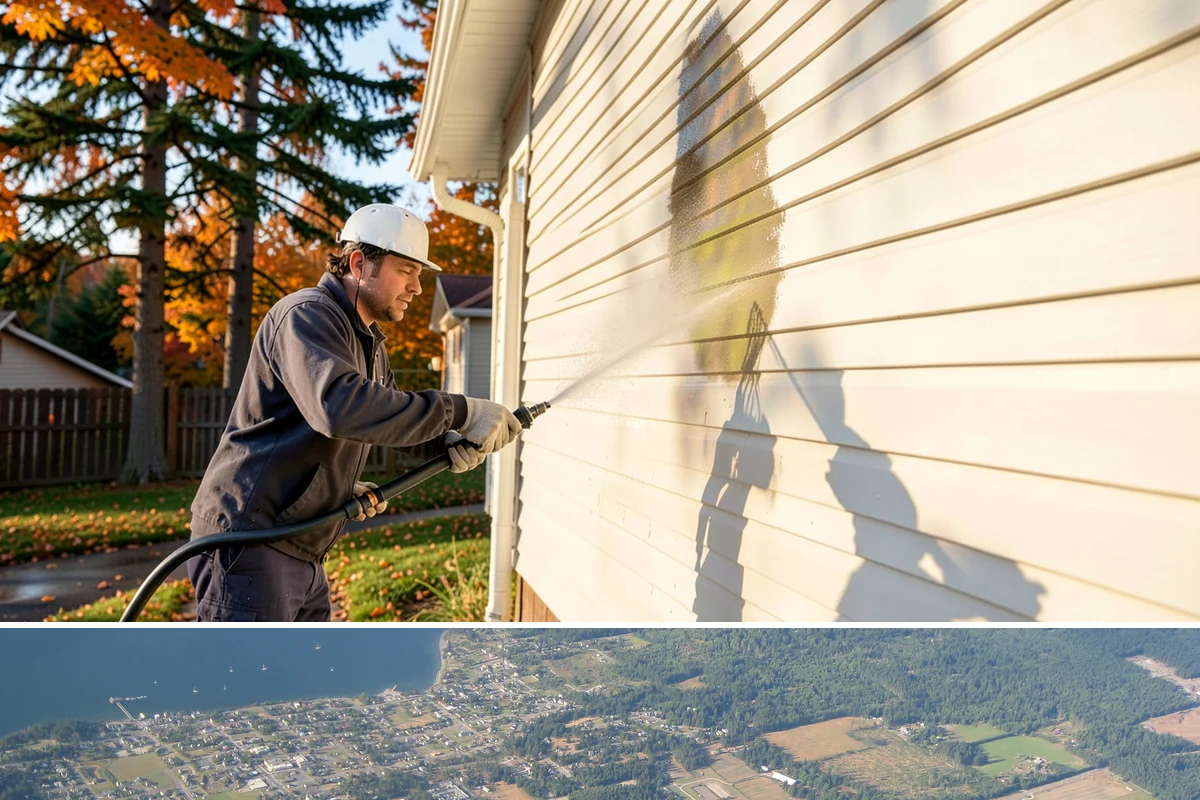 Roof Black Streak Removal in Coupeville, Island County, WA - Warm, dry summer days give streak treatments the best chance to work thoroughly in one visit.