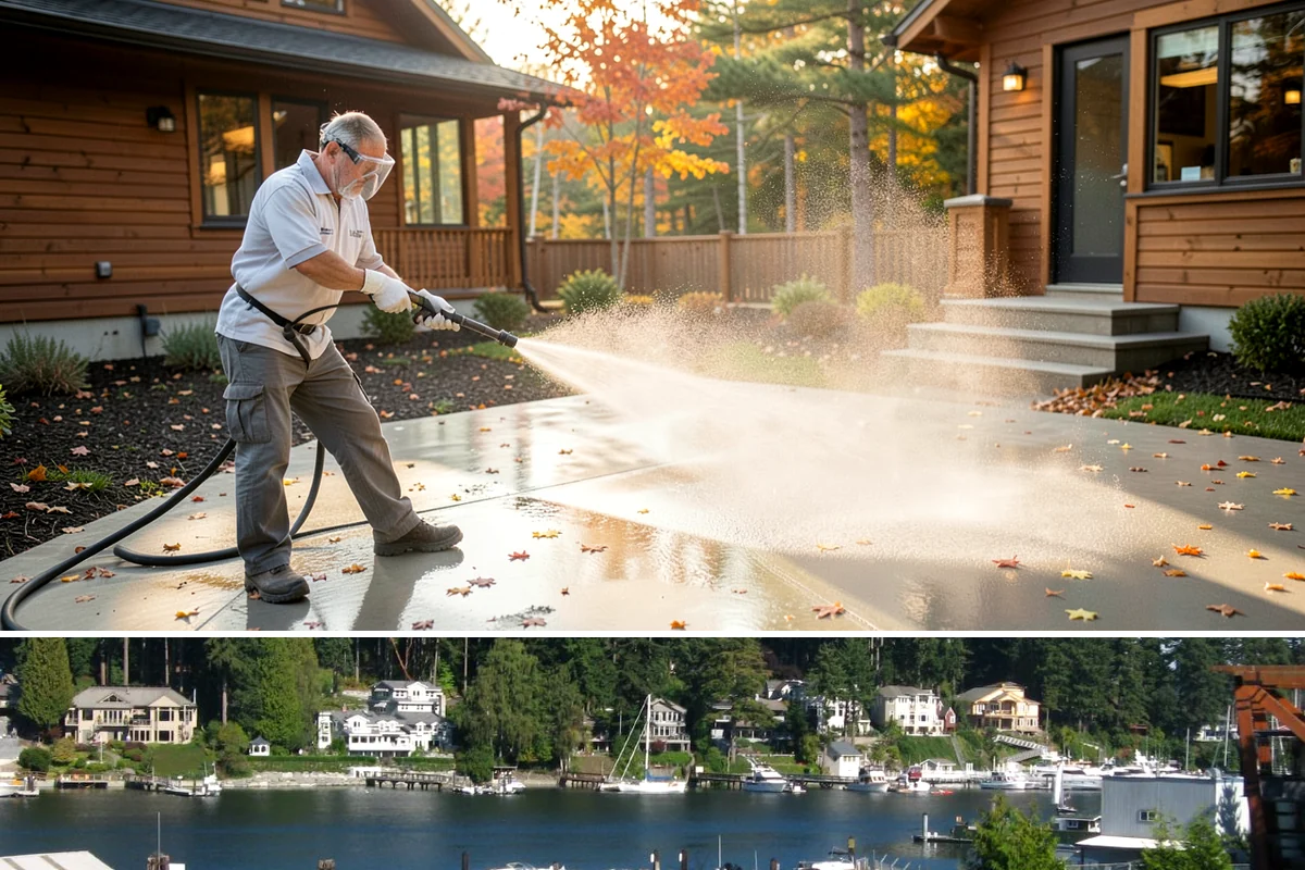 Roof Black Streak Removal in Gig Harbor, Pierce County, WA - Warm, dry summer days give streak treatments the best chance to work thoroughly in one visit.