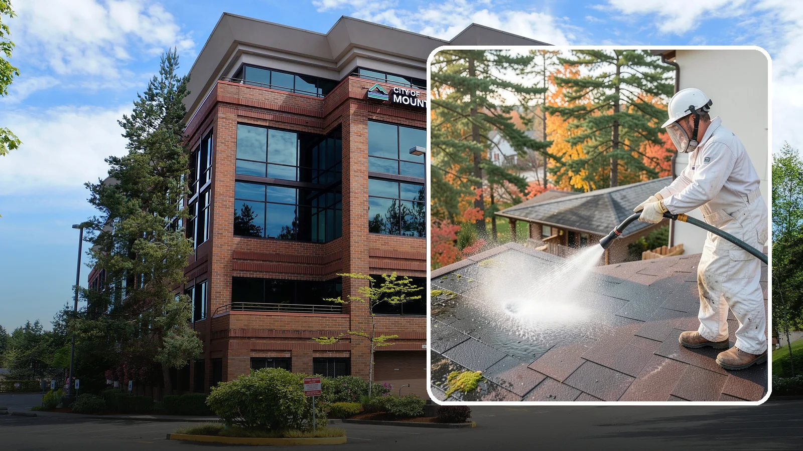 Roof Black Streak Removal in Mountlake Terrace, Snohomish County, WA - Focused removal of the black gloeocapsa streaks that run down composition roofs throughout the region.