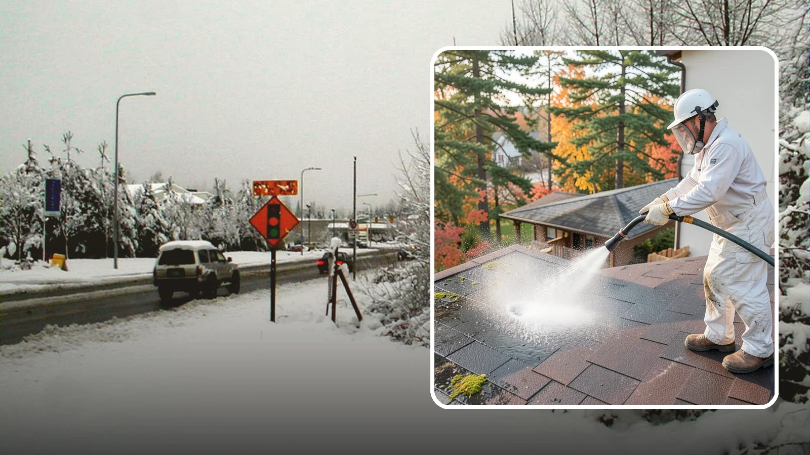 Roof Black Streak Removal in Newcastle, King County, WA - Focused removal of the black gloeocapsa streaks that run down composition roofs throughout the region.