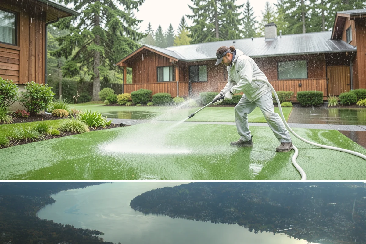 Roof Black Streak Removal in Sammamish, King County, WA - Warm, dry summer days give streak treatments the best chance to work thoroughly in one visit.