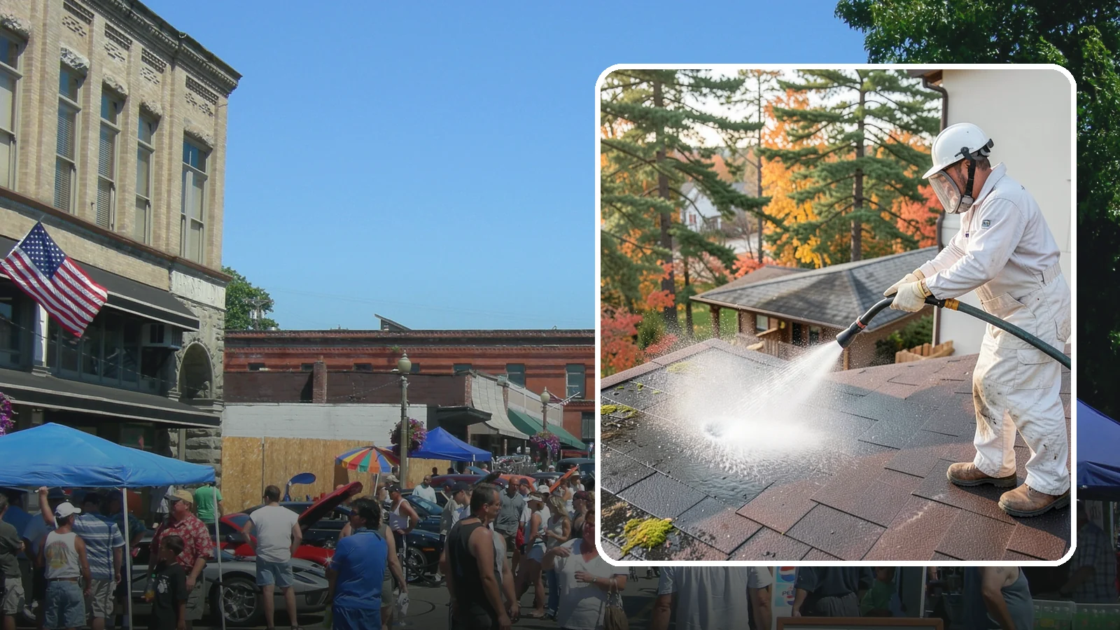 Roof Black Streak Removal in Snohomish, Snohomish County, WA - Focused removal of the black gloeocapsa streaks that run down composition roofs throughout the region.