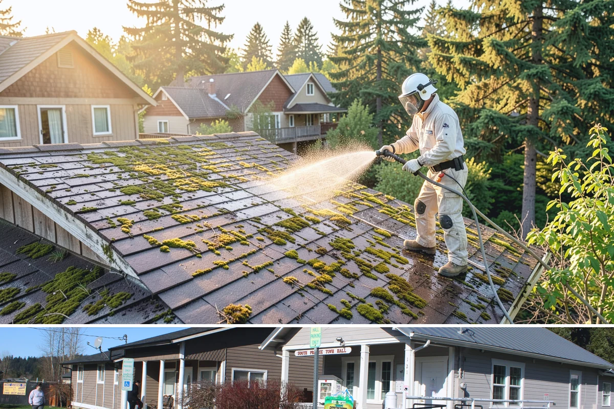 Roof Black Streak Removal in South Prairie, Pierce County, WA - Warm, dry summer days give streak treatments the best chance to work thoroughly in one visit.