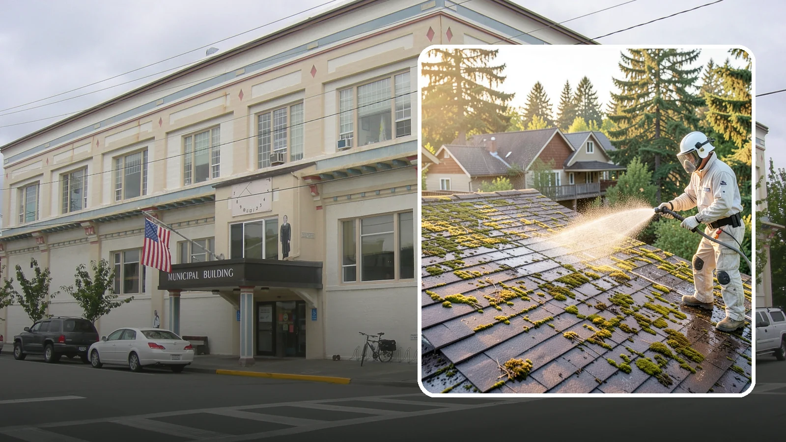 Roof Cleaning in Anacortes, Skagit County, WA - A thorough roof cleaning that lifts moss, algae, and lichen off Washington rooftops while protecting the shingle surface.