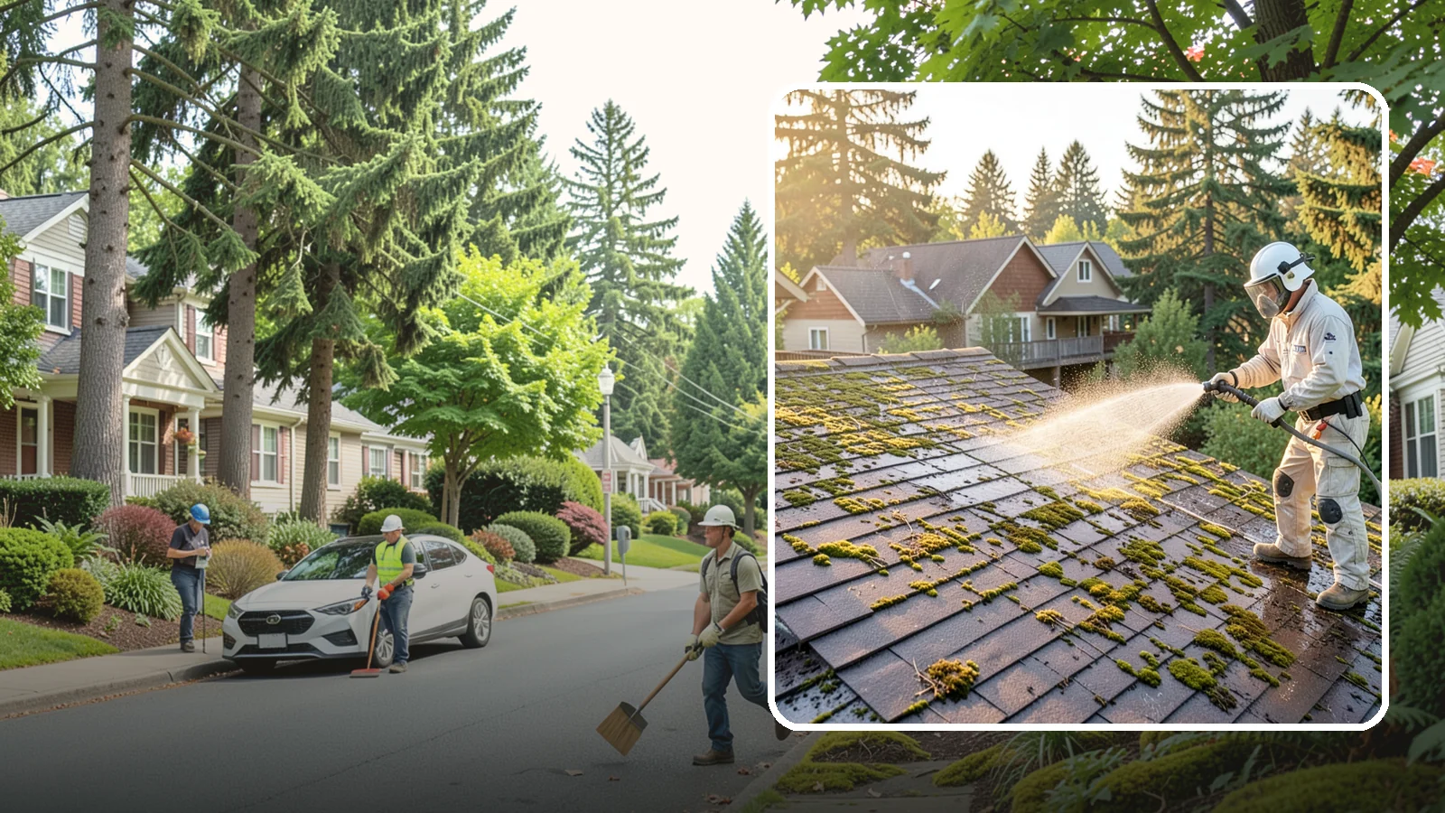 Roof Cleaning in Beaux Arts Village, King County, WA - A thorough roof cleaning that lifts moss, algae, and lichen off Washington rooftops while protecting the shingle surface.