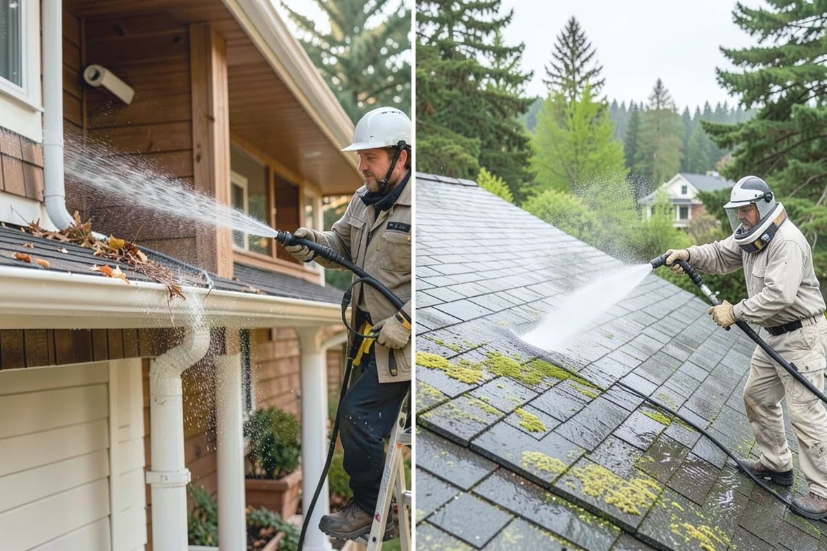 Roof Cleaning in Beaux Arts Village, King County, WA - Inspect the roof material and identify moss, algae, and problem areas