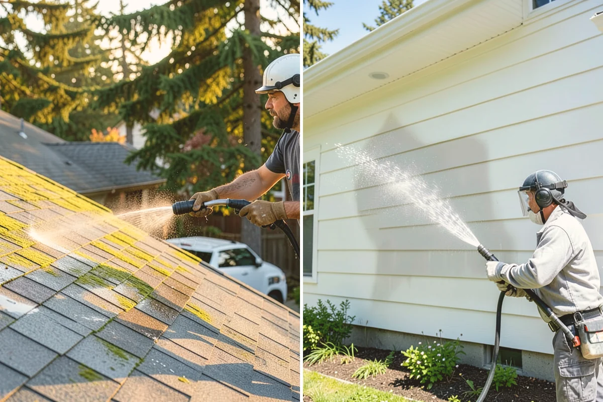 Roof Cleaning in Bellevue, King County, WA - Inspect the roof material and identify moss, algae, and problem areas