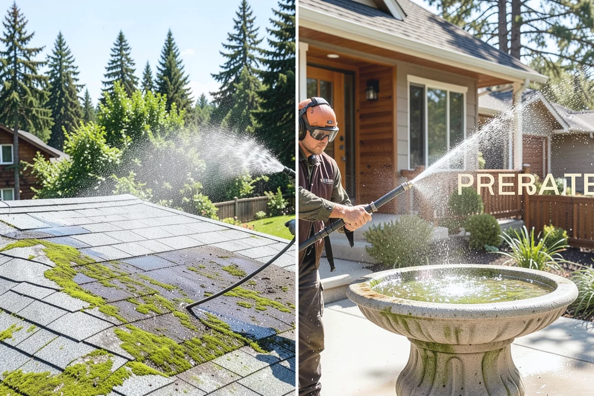 Roof Cleaning in Bonney Lake, Pierce County, WA - Inspect the roof material and identify moss, algae, and problem areas
