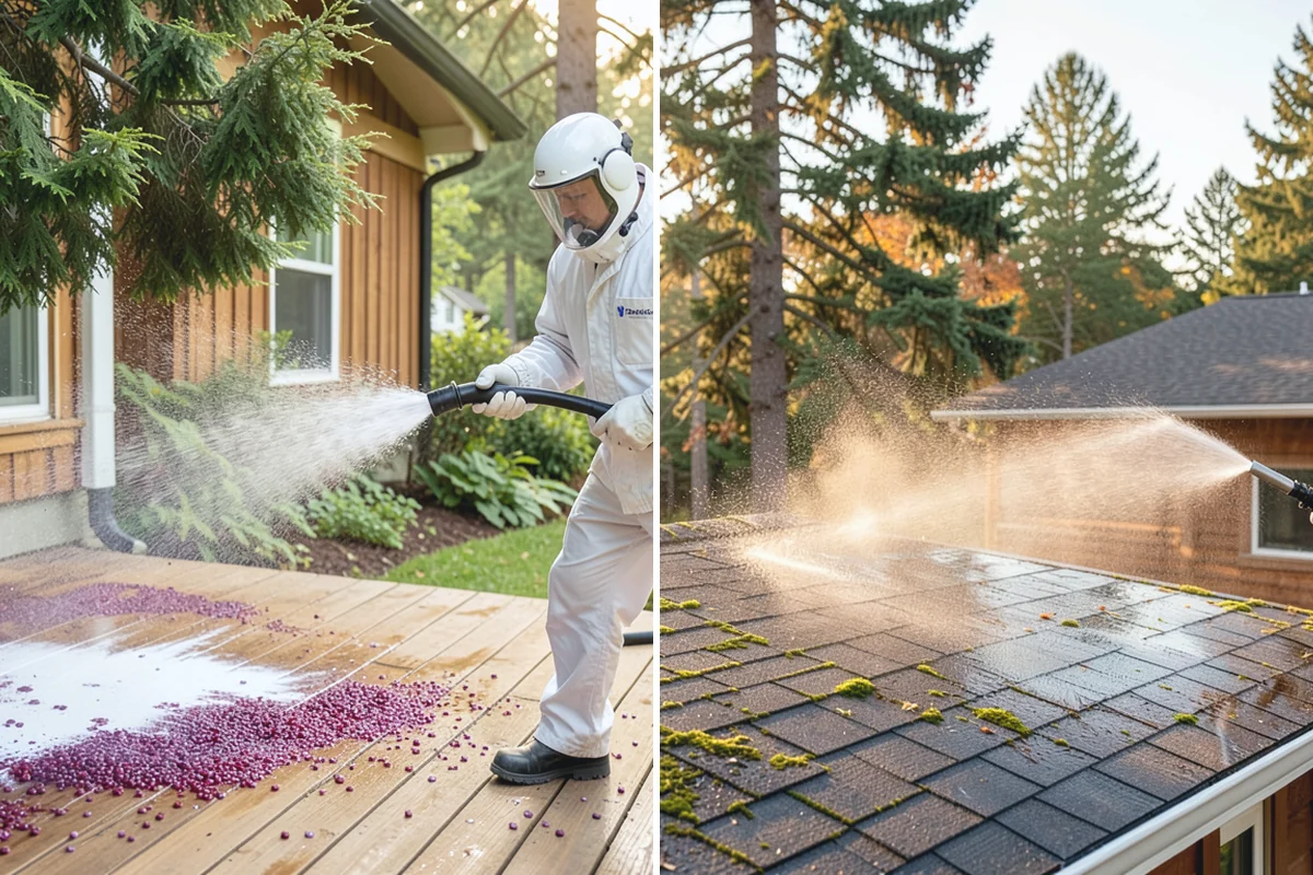 Roof Cleaning in Buckley, Pierce County, WA - Inspect the roof material and identify moss, algae, and problem areas