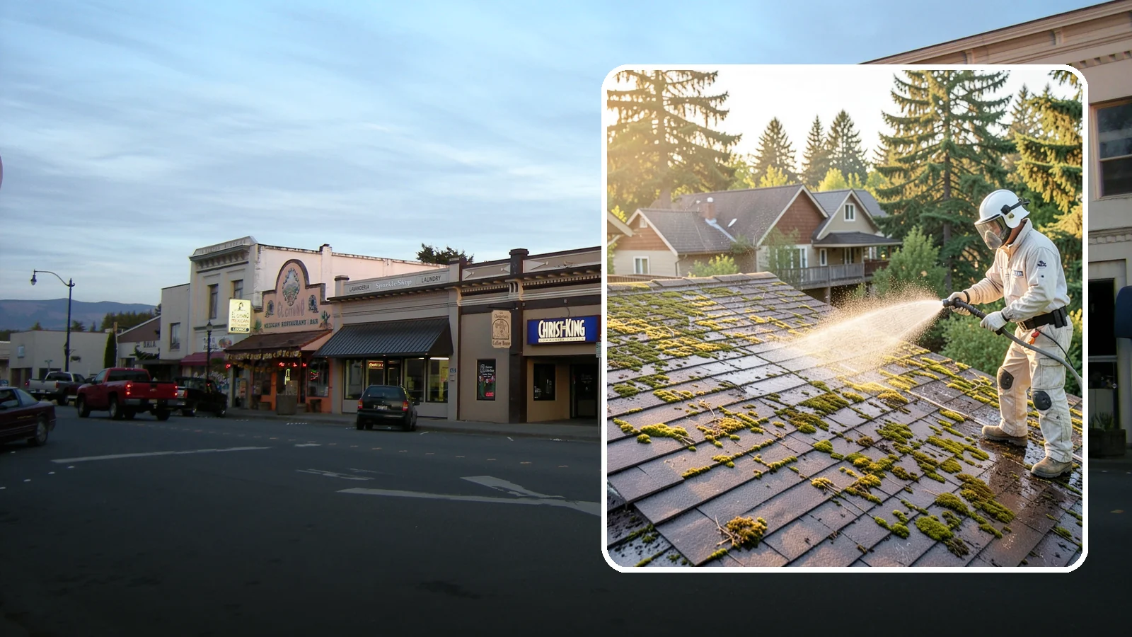 Roof Cleaning in Burlington, Skagit County, WA - A thorough roof cleaning that lifts moss, algae, and lichen off Washington rooftops while protecting the shingle surface.