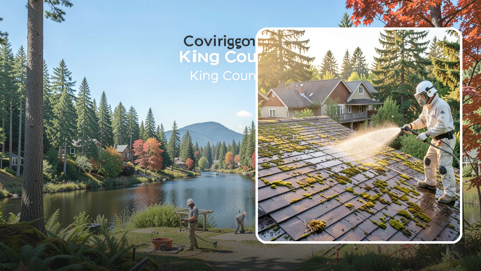 Roof Cleaning in Covington, King County, WA - A thorough roof cleaning that lifts moss, algae, and lichen off Washington rooftops while protecting the shingle surface.