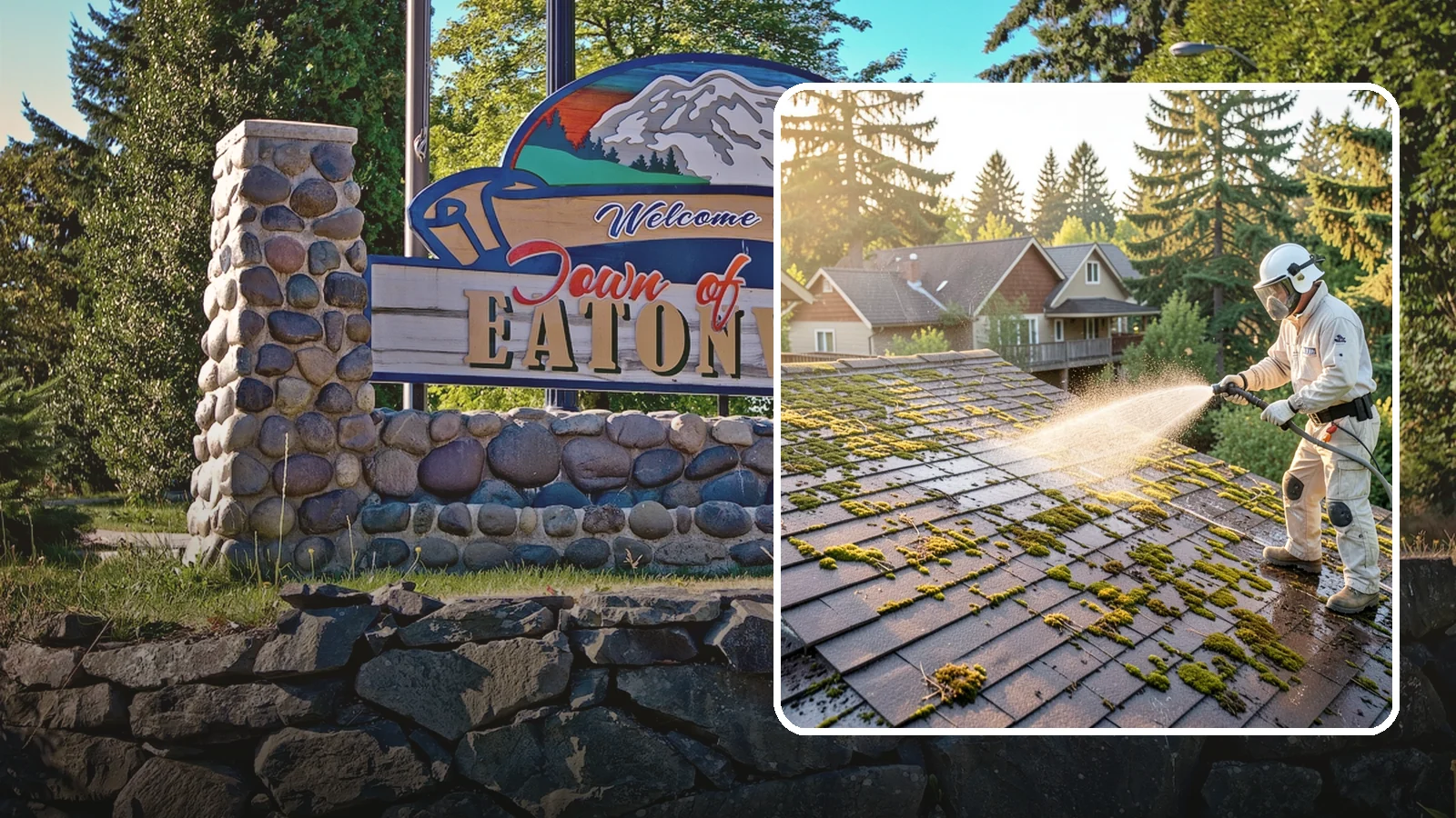 Roof Cleaning in Eatonville, Pierce County, WA - A thorough roof cleaning that lifts moss, algae, and lichen off Washington rooftops while protecting the shingle surface.