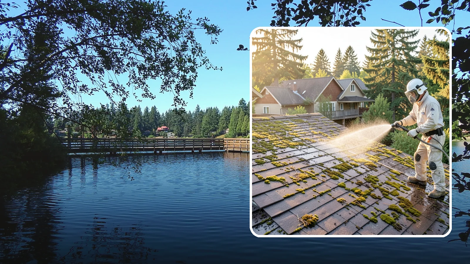 Roof Cleaning in Federal Way, King County, WA - A thorough roof cleaning that lifts moss, algae, and lichen off Washington rooftops while protecting the shingle surface.