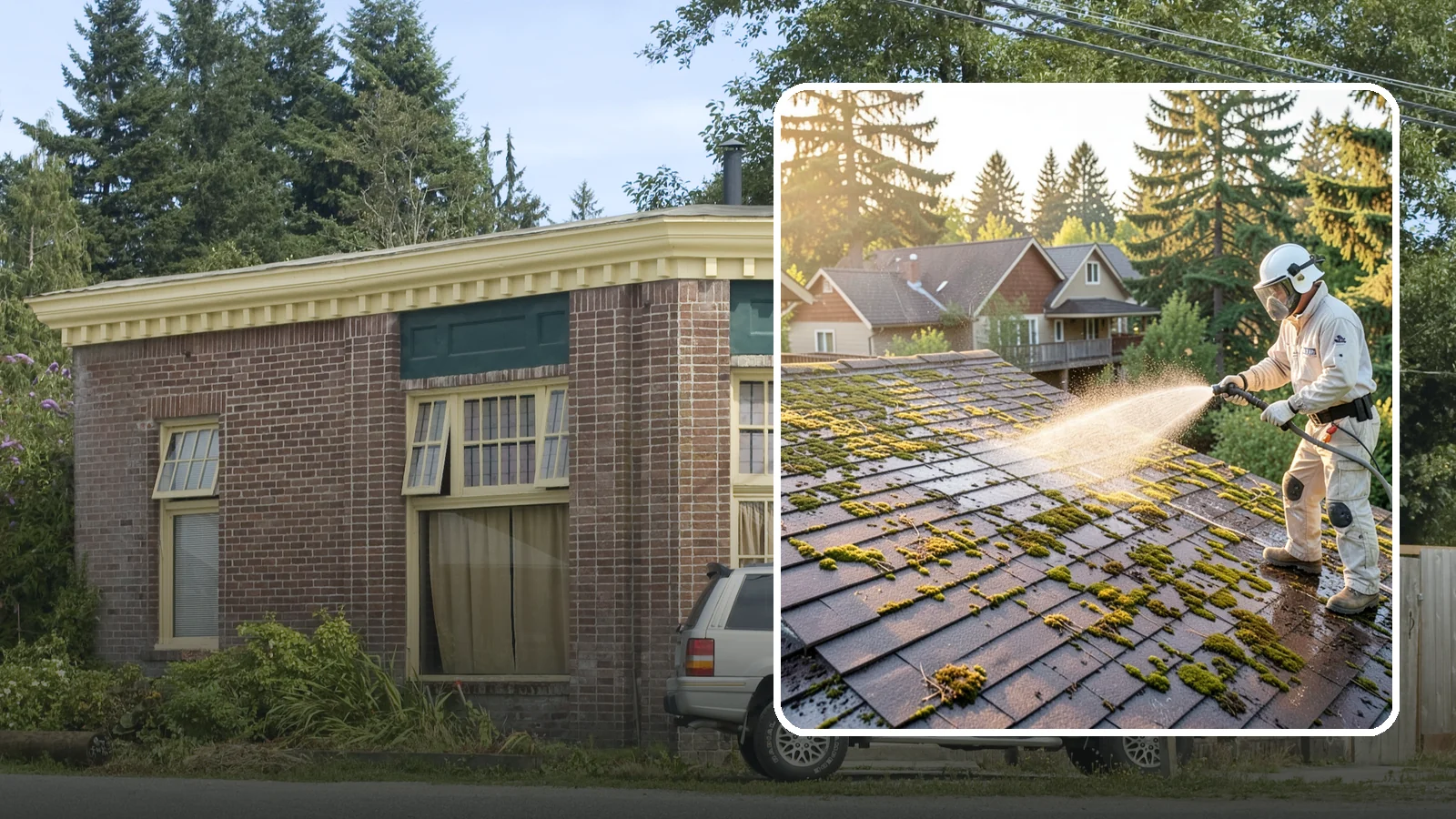 Roof Cleaning in Hamilton, Skagit County, WA - A thorough roof cleaning that lifts moss, algae, and lichen off Washington rooftops while protecting the shingle surface.