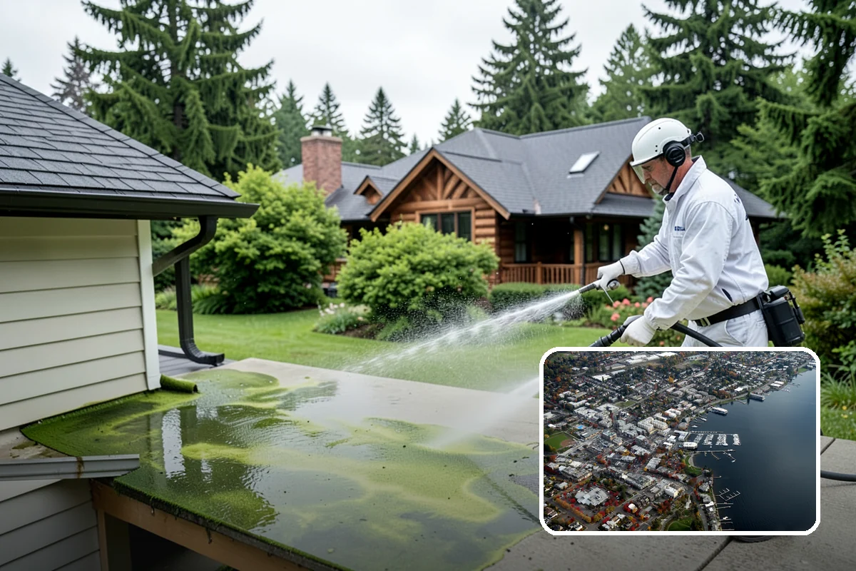 Roof Cleaning in Kirkland, King County, WA - Extends the usable life of your roofing by removing moisture-trapping growth