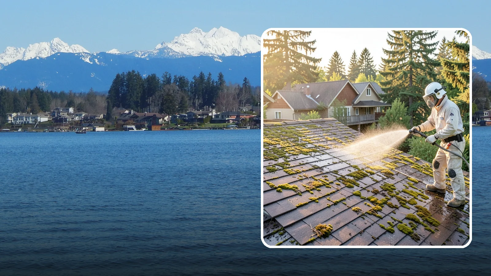 Roof Cleaning in Lake Stevens, Snohomish County, WA - A thorough roof cleaning that lifts moss, algae, and lichen off Washington rooftops while protecting the shingle surface.
