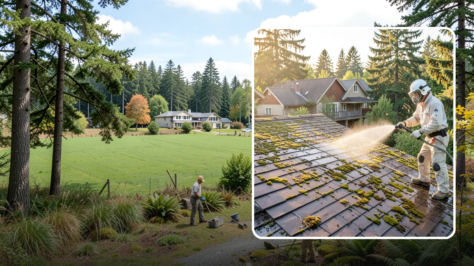 Roof Cleaning in Lyman, Skagit County, WA - A thorough roof cleaning that lifts moss, algae, and lichen off Washington rooftops while protecting the shingle surface.
