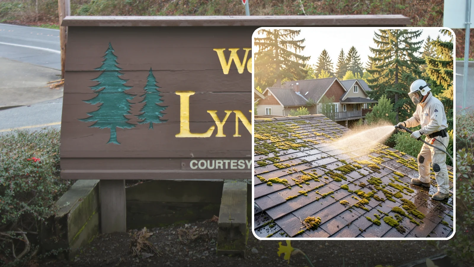 Roof Cleaning in Lynnwood, Snohomish County, WA - A thorough roof cleaning that lifts moss, algae, and lichen off Washington rooftops while protecting the shingle surface.